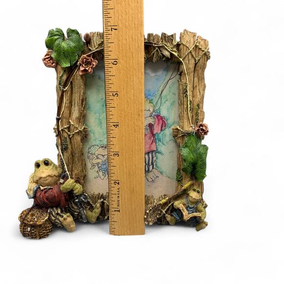 Frogmorton and Tad Frog Picture Frame 4X6 Resin Fly Fishing Dad & Son Boyds Bear - Picture 10 of 11
